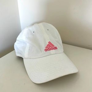 White and pink adidas cap